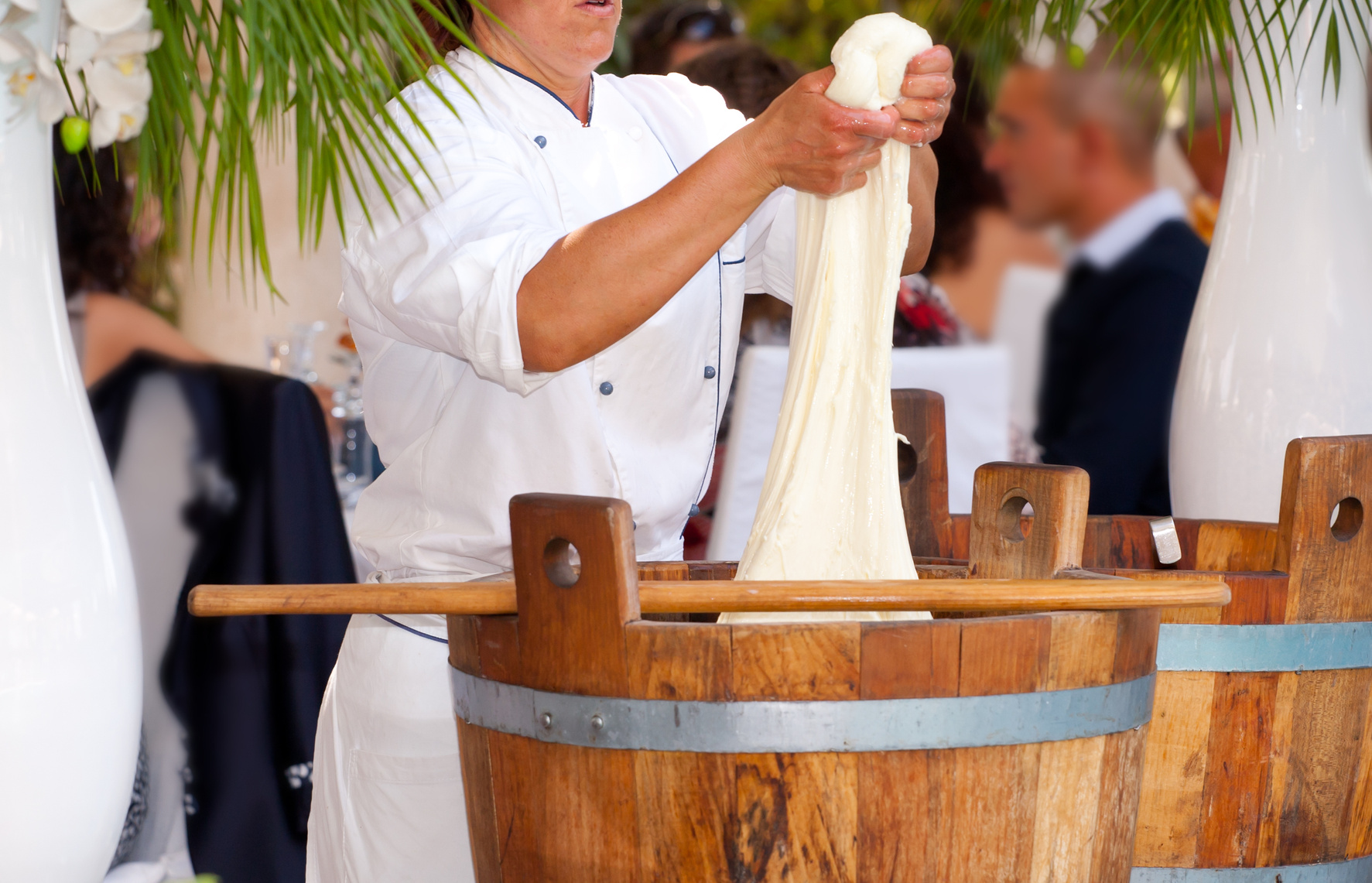 Chef Making Mozzarella Cheese
